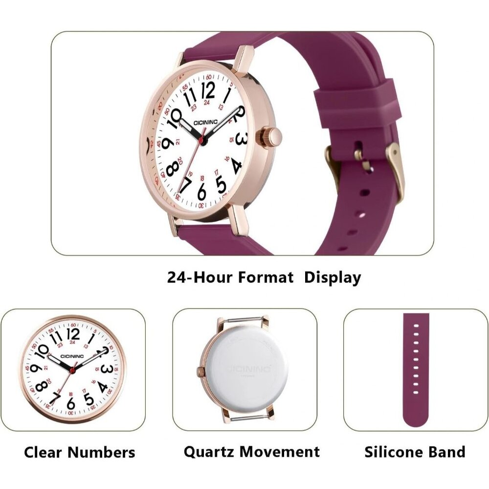 Women's Smoke Violet Analog Silicone Band  Read Dial Stylish Comfortable Watch - Picture 6 of 7
